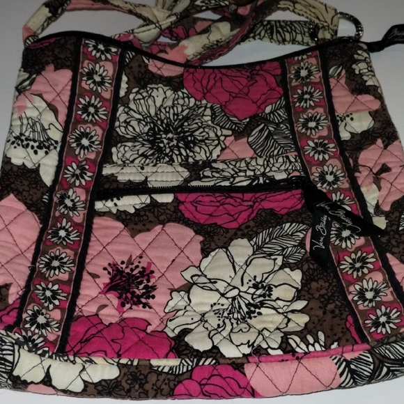 Vera Bradley Handbags - Vera Bradley Pink and Brown Floral Shoulder Bag EUC